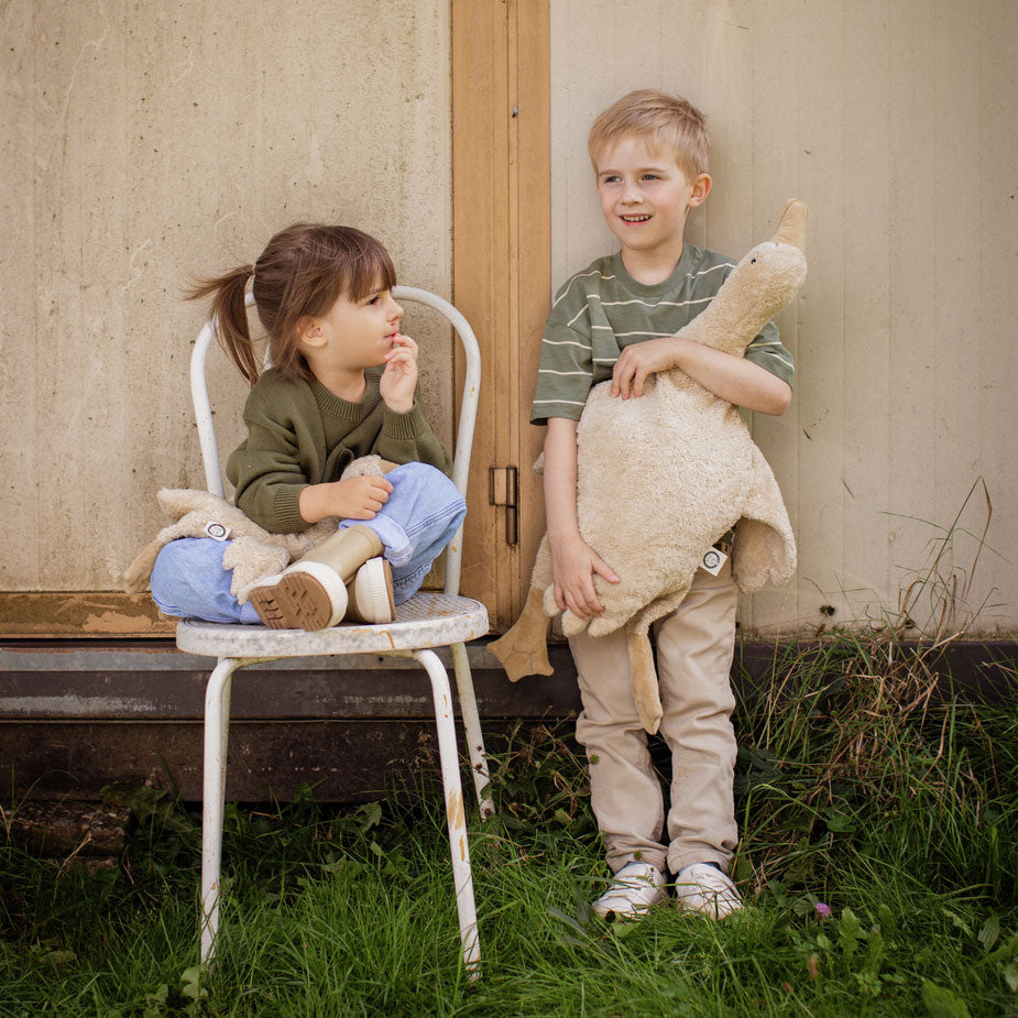 Kuscheltier Gans leinen mit Wärmekissen - little something