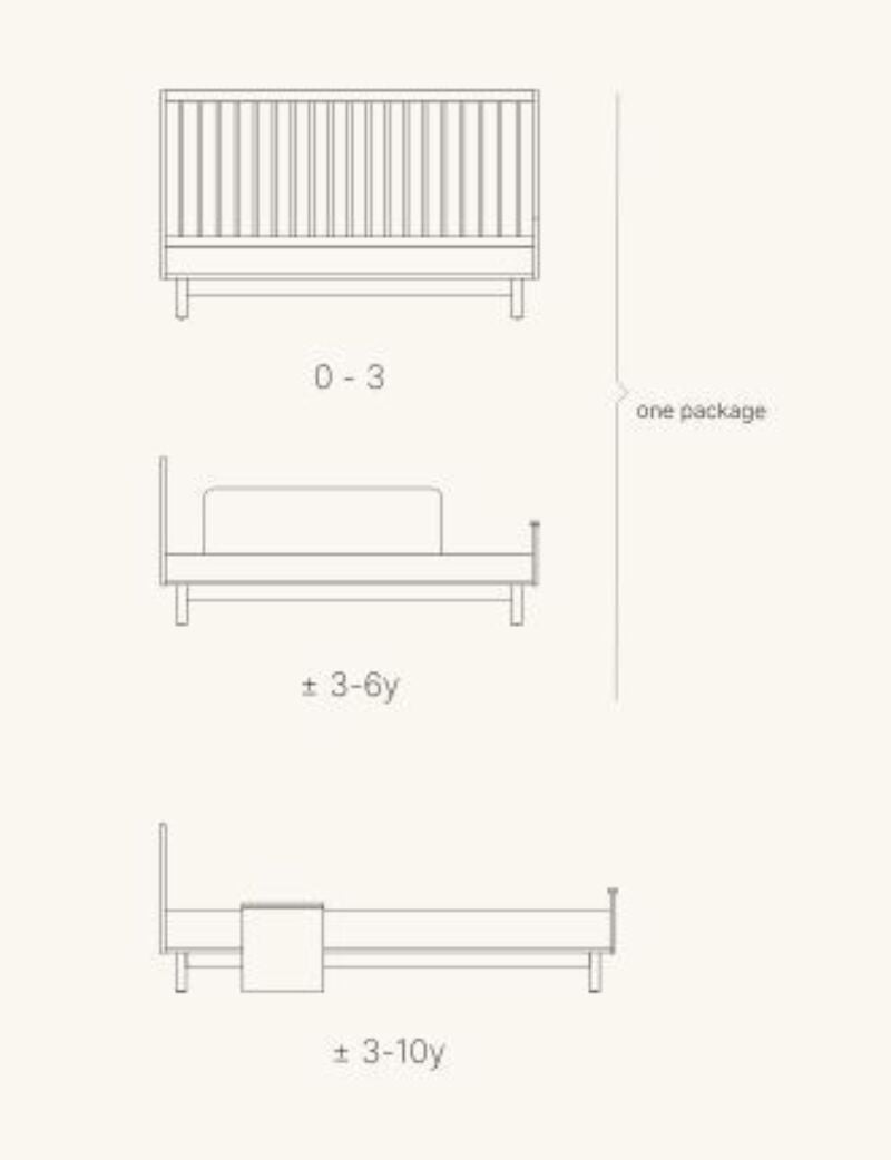 Babybett Kyo - Walnut 140x70cm (inkl. Umbaumöglichkeit in ein Kinderbett 140x70cm) - little something