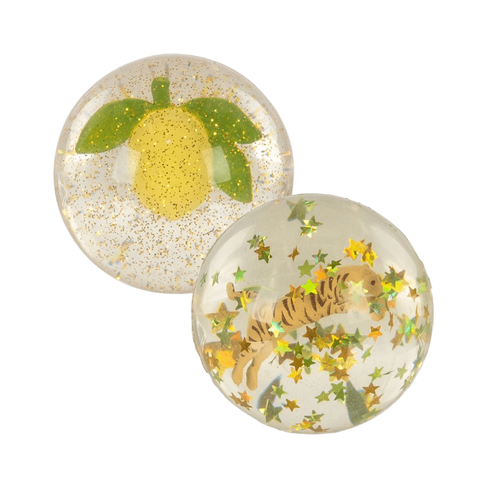 Flummi 2er Set "Bouncing Ball Set Lemon/Tiger" - Zitrone/Tiger - little something