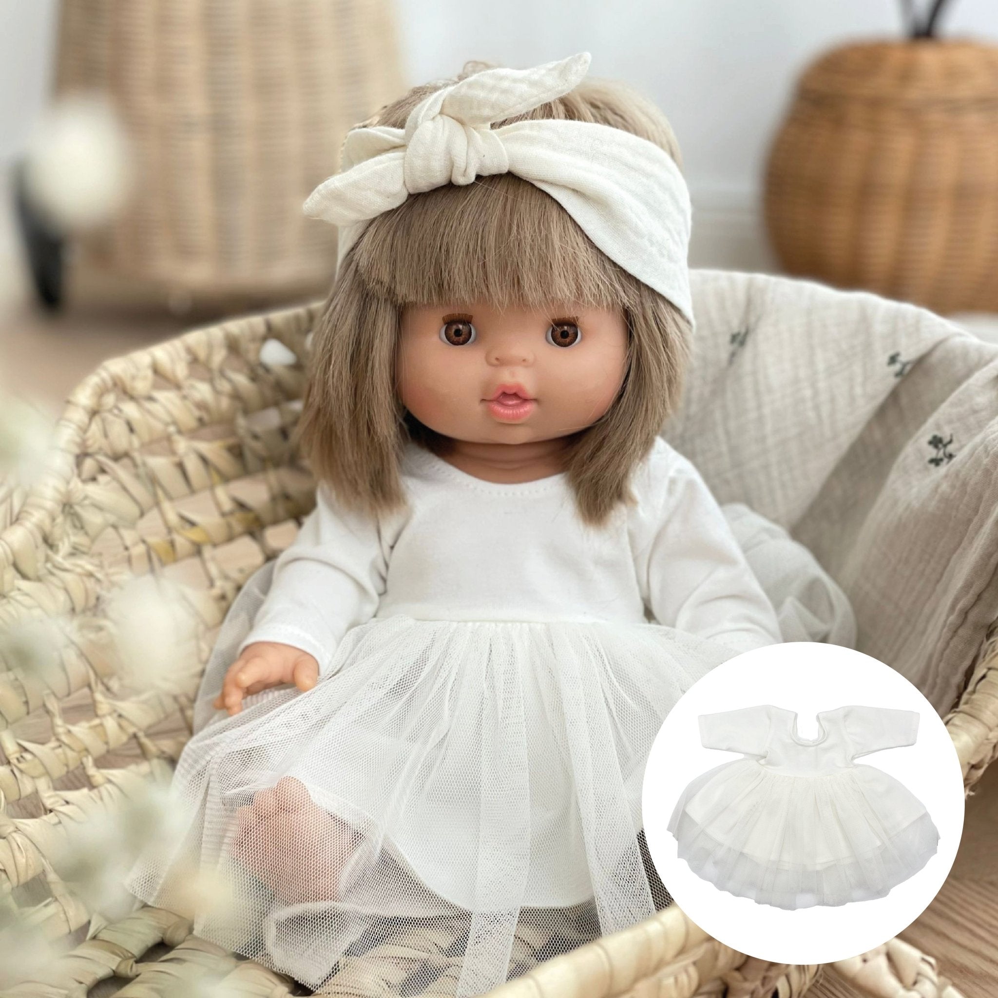 Geschenkset Puppe & Kleidung - Zoe mit Ballerina - Kleid und Haarband - little something
