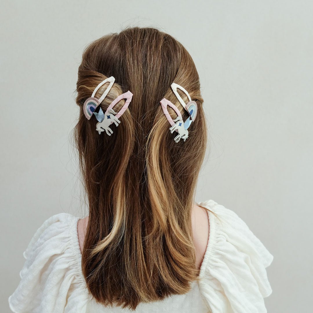 Haarspangen Einhorn & Regenbogen "Winged Unicorn & Rainbow" 4er Set - little something