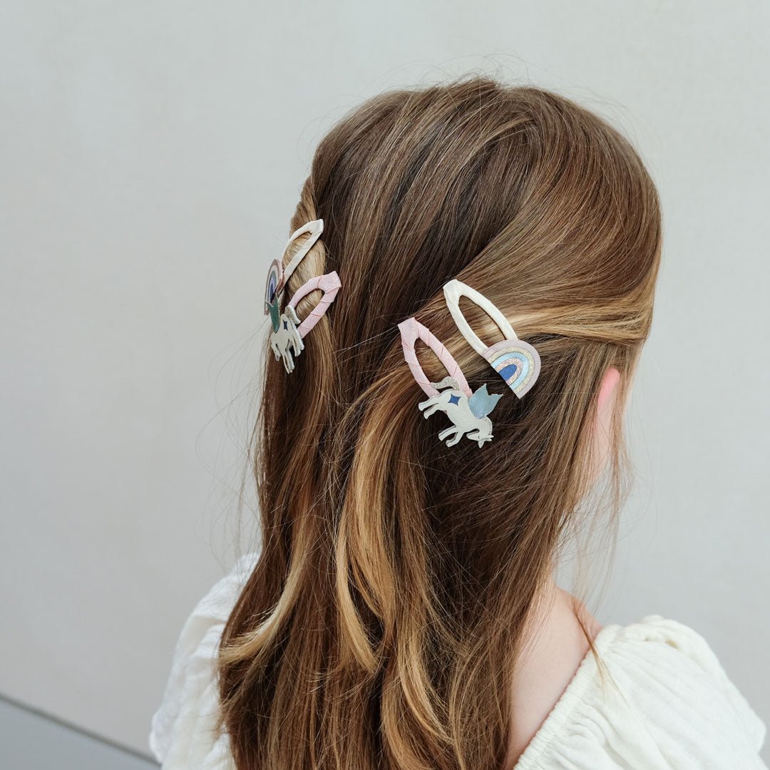 Haarspangen Einhorn & Regenbogen "Winged Unicorn & Rainbow" 4er Set - little something
