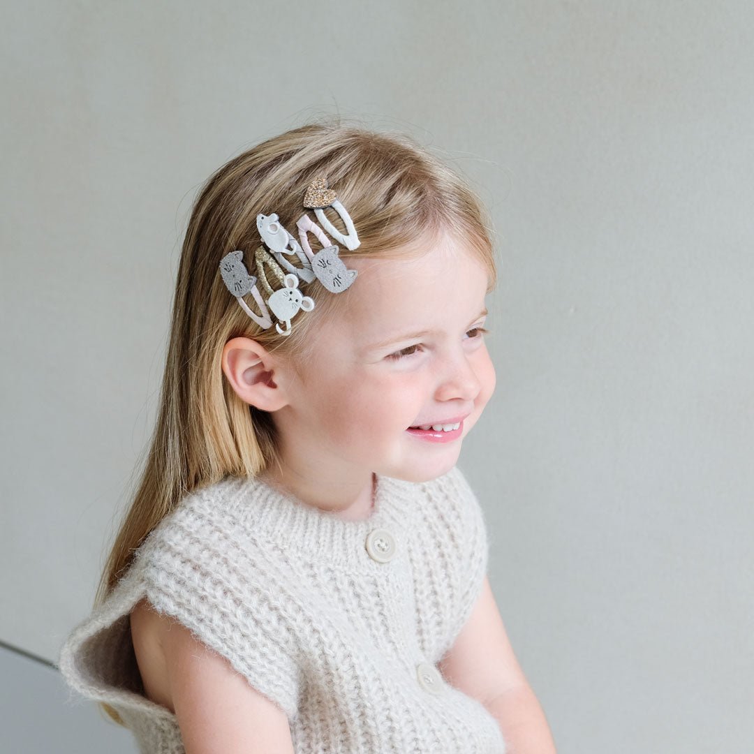 Haarspangen Katze & Maus mini "Cat & Mouse Mini" 5er Set - little something