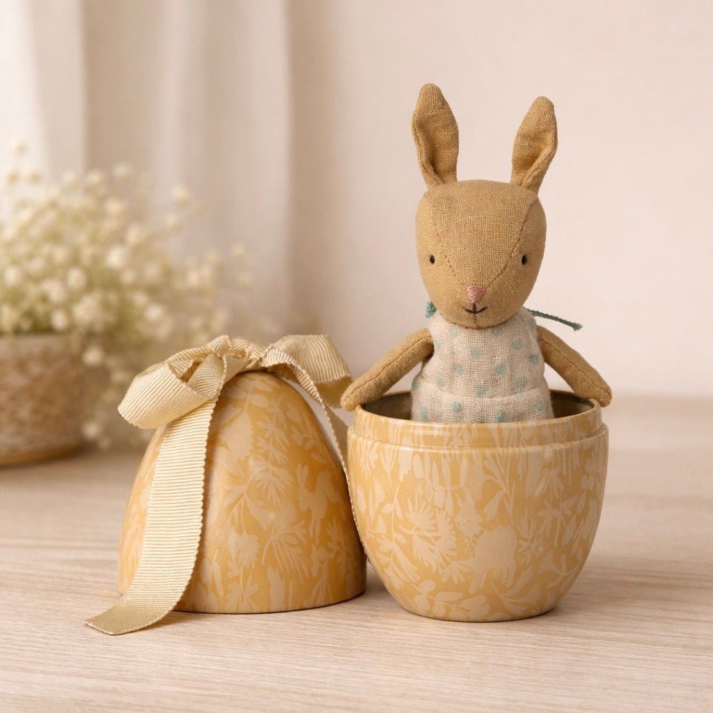 Osterei mit Mikro Kaninchen, klein - Cremegelb - little something