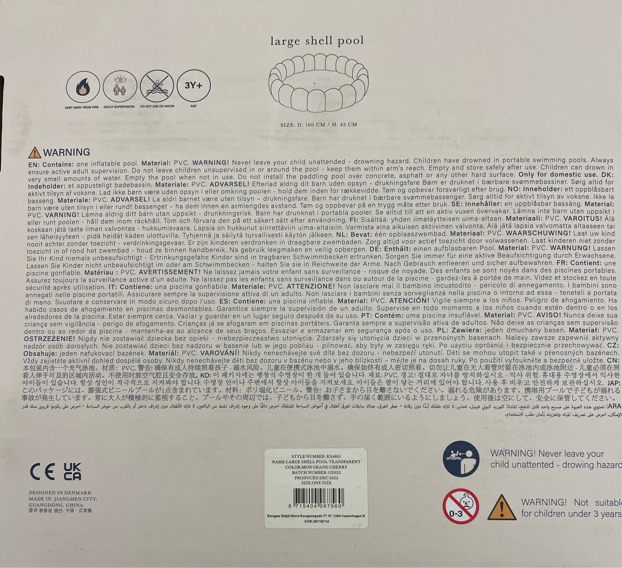 Planschbecken "Shell Pool" large Mon Grand Cherry (transparent) - little something