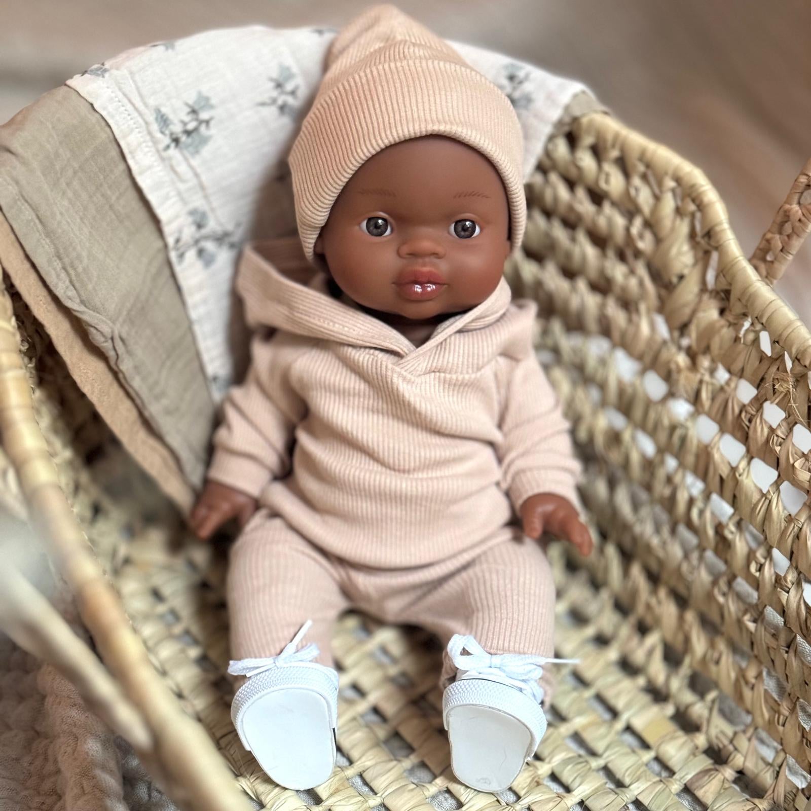 Puppenkleidung Hoodie & Leggings Set rib beige - little something
