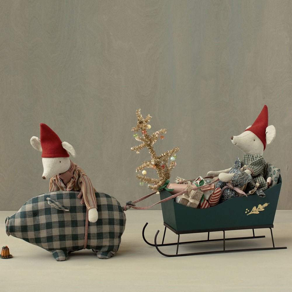 Schlitten, Maus - Grün - little something