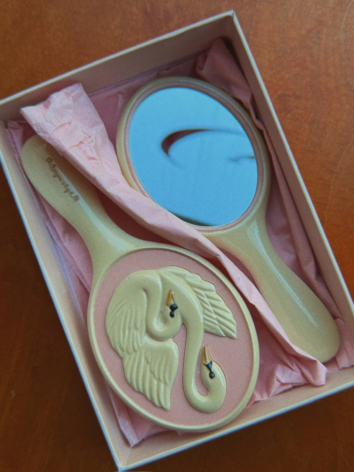 Schwan Haarbürste und Handspiegel "Swan Beauty Set" - little something