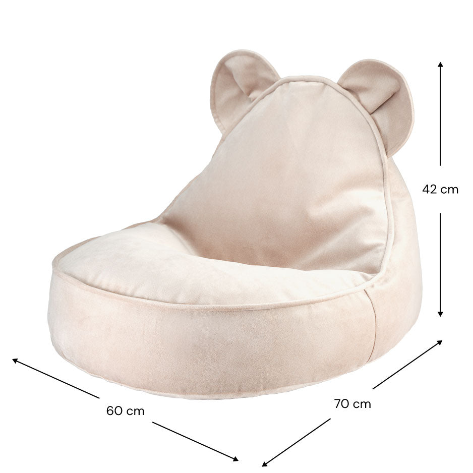 Sitzkissen Samt mit Bärenohren "Bear Beanbag Dusty Beige" - little something