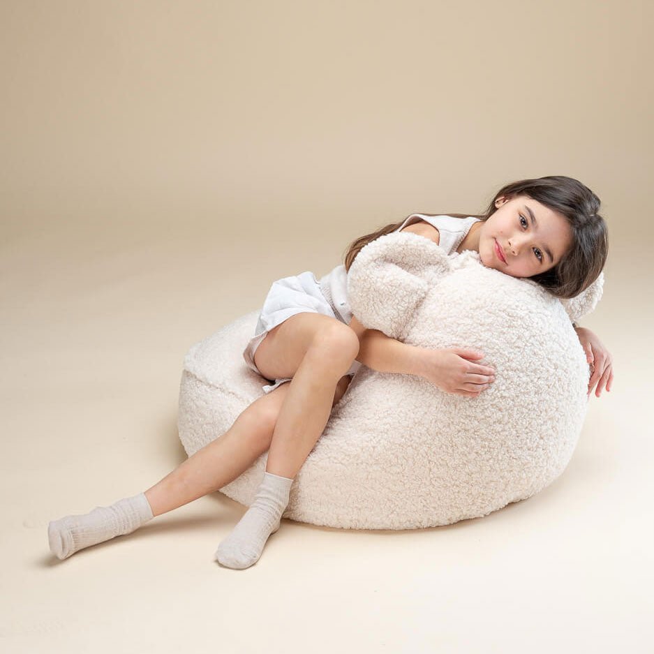 Sitzkissen Teddy mit Bärenohren "Bear Beanbag Cream White" - little something