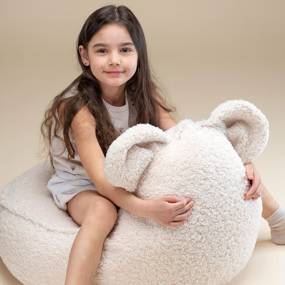 Sitzkissen Teddy mit Bärenohren "Bear Beanbag Cream White" - little something