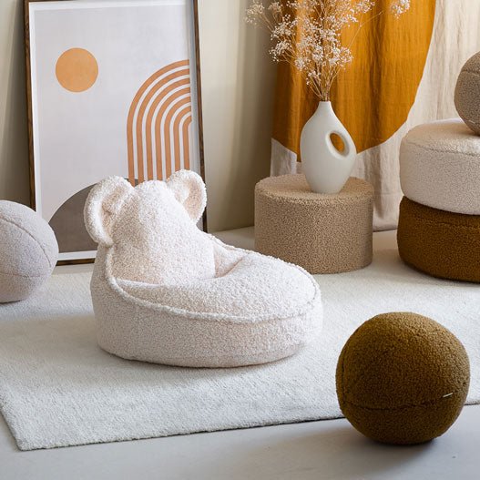 Sitzkissen Teddy mit Bärenohren "Bear Beanbag Cream White" - little something