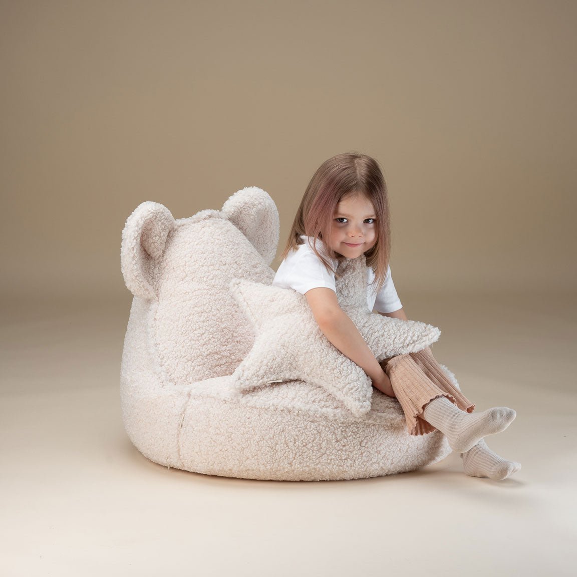 Sitzkissen Teddy mit Bärenohren "Bear Beanbag Cream White" - little something