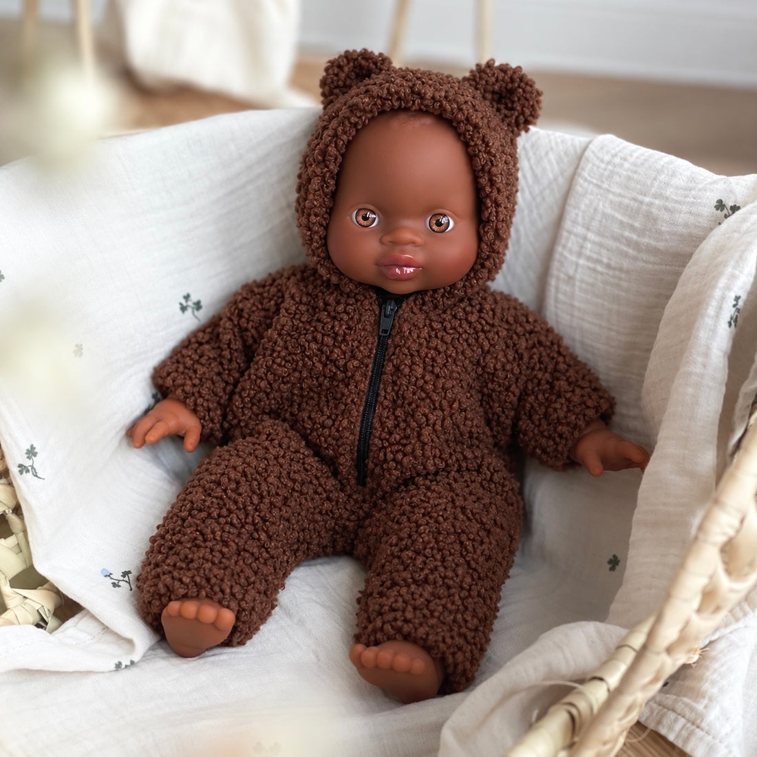 Teddy-Anzug für 28 cm Puppen dunkelbraun