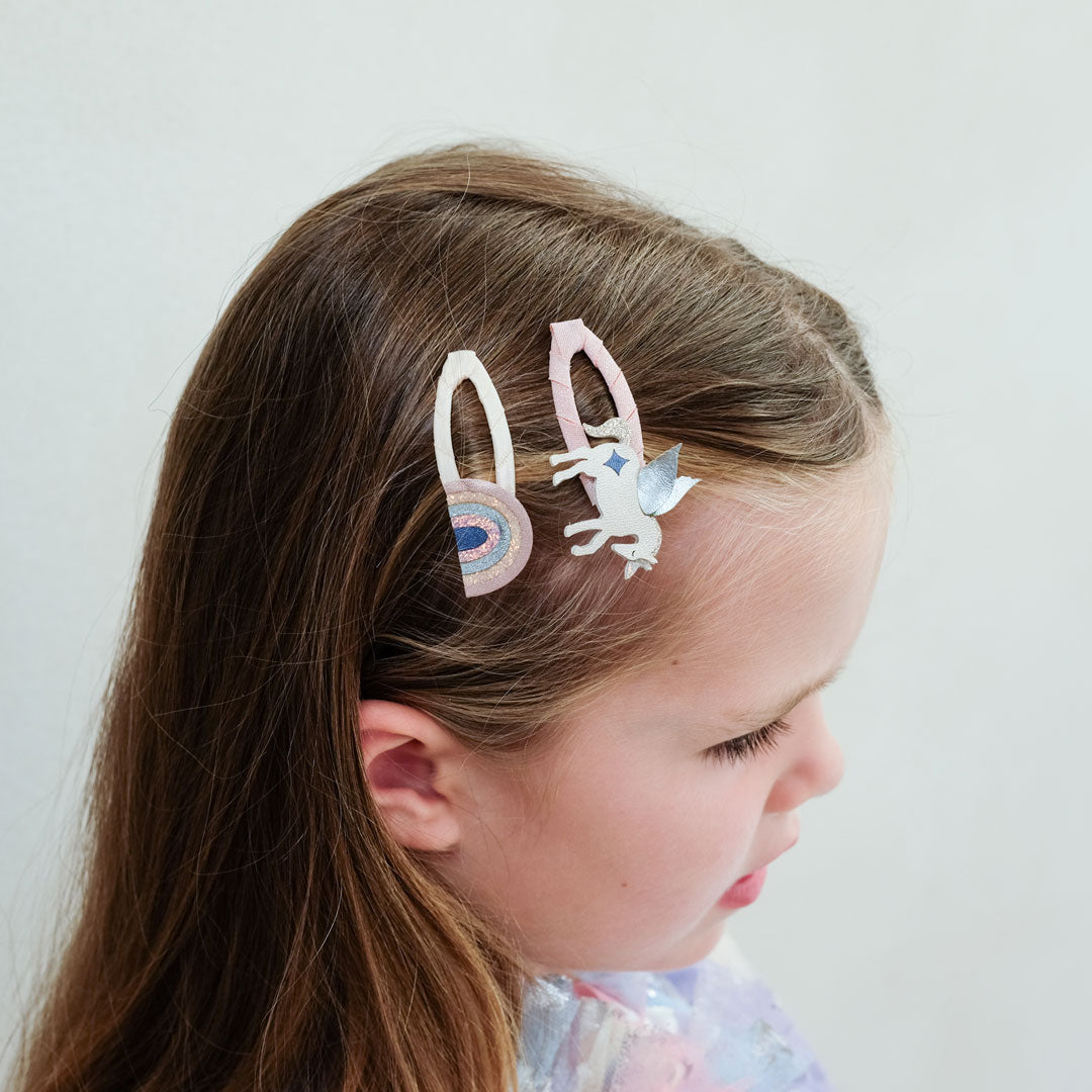 Haarspangen Einhorn &amp; Regenbogen &quot;Winged Unicorn &amp; Rainbow&quot; 4er Set - little something