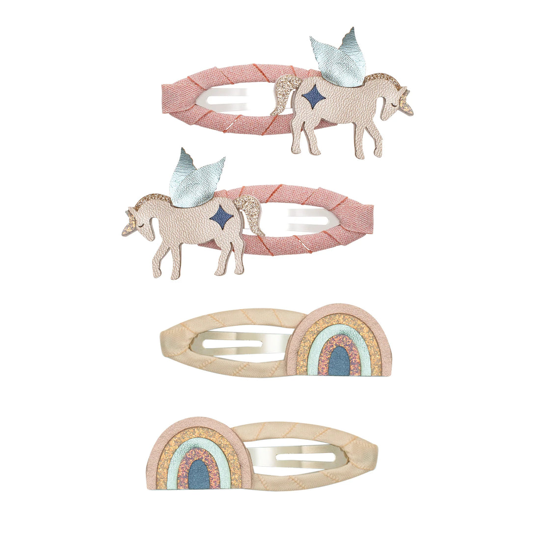 Haarspangen Einhorn &amp; Regenbogen &quot;Winged Unicorn &amp; Rainbow&quot; 4er Set - little something