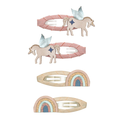 Haarspangen Einhorn &amp; Regenbogen &quot;Winged Unicorn &amp; Rainbow&quot; 4er Set - little something