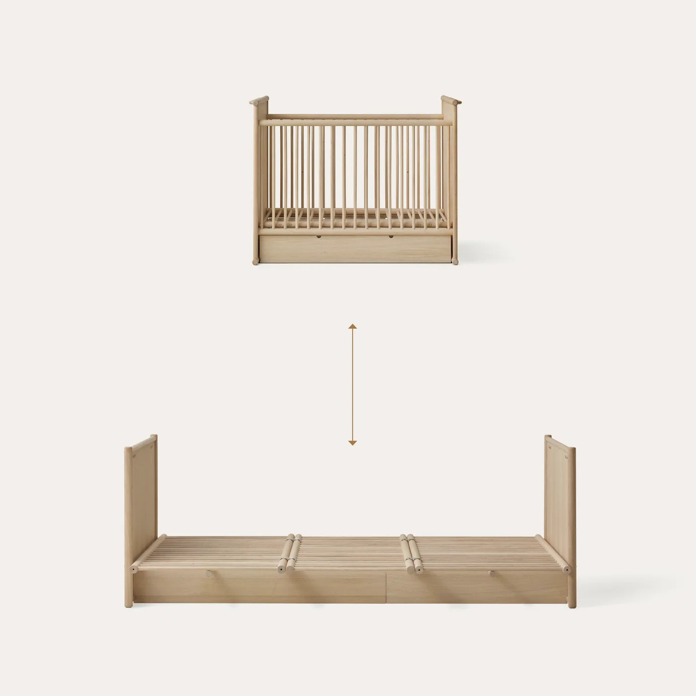 Camp Novel 2in1 Babybett 60x120cm &amp; Bett 120x200 cm, Eiche