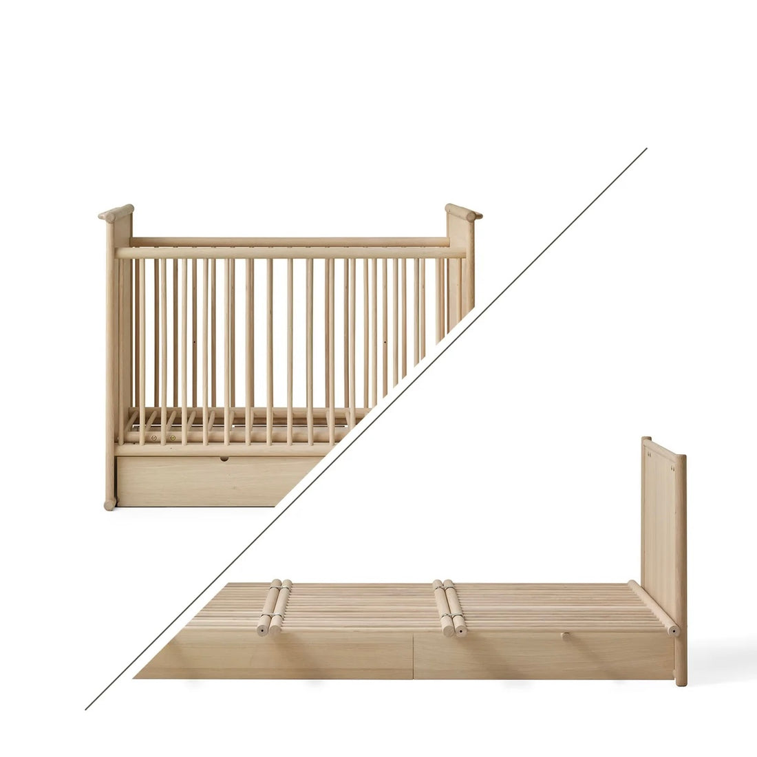 Camp Novel 2in1 Babybett 60x120cm &amp; Bett 120x200 cm, Eiche