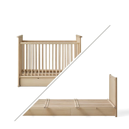 Camp Novel 2in1 Babybett 60x120cm &amp; Bett 120x200 cm, Eiche