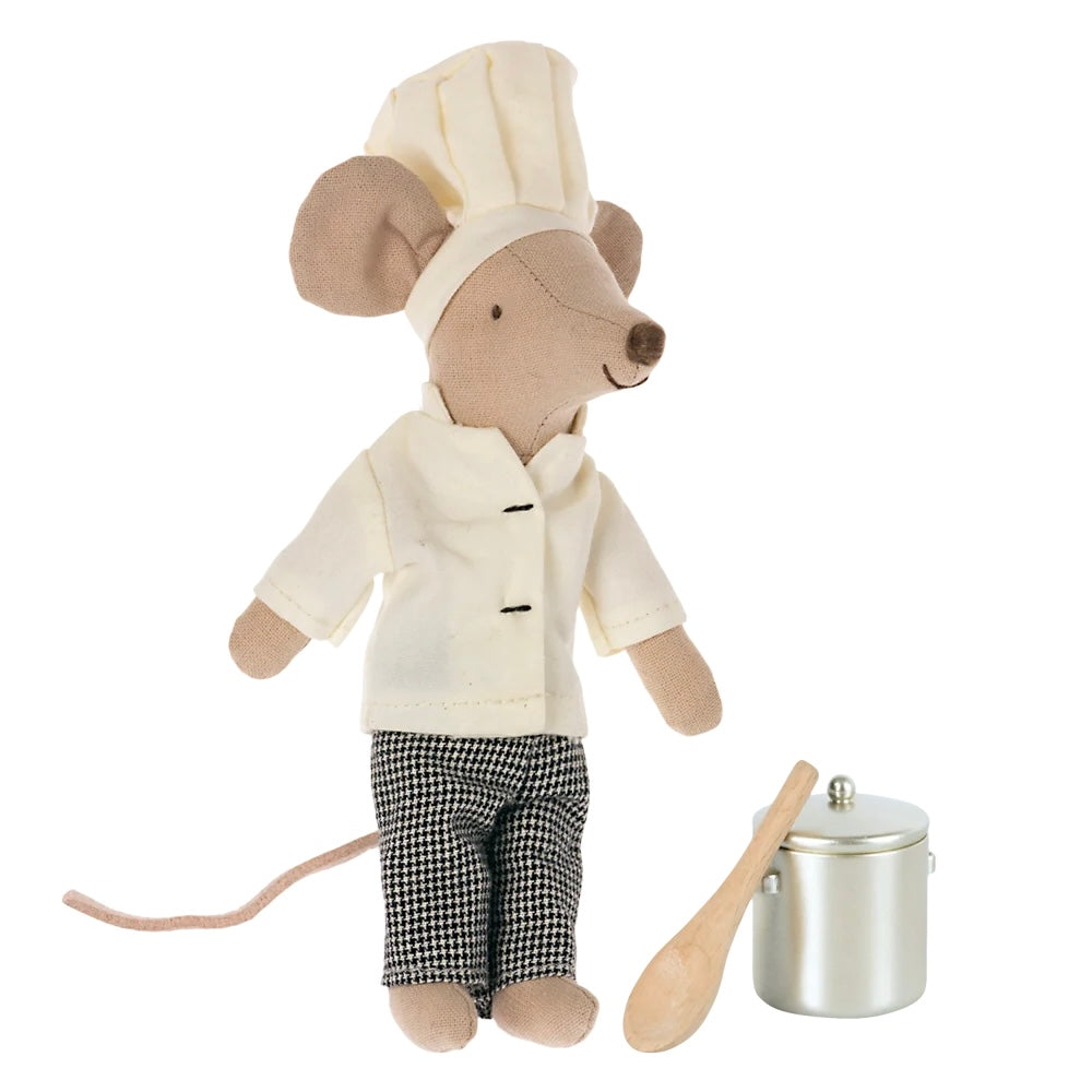 Chef Maus Koch mit Kochtopf und Kochlöffel