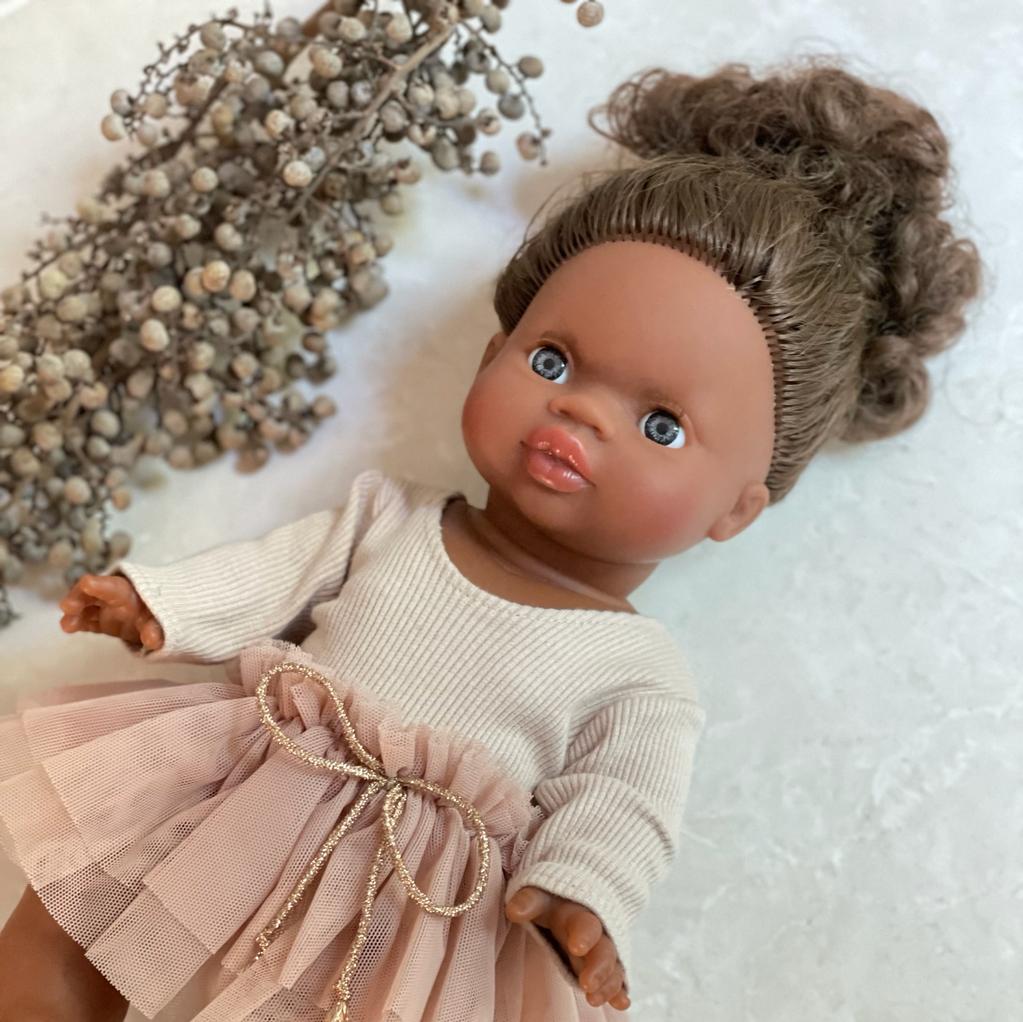 Puppe &quot;Charlie&quot; 34cm mit braunen Haaren und blauen Augen