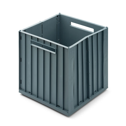 Faltkiste Elijah quadratisch mit Deckel - Whale Blue