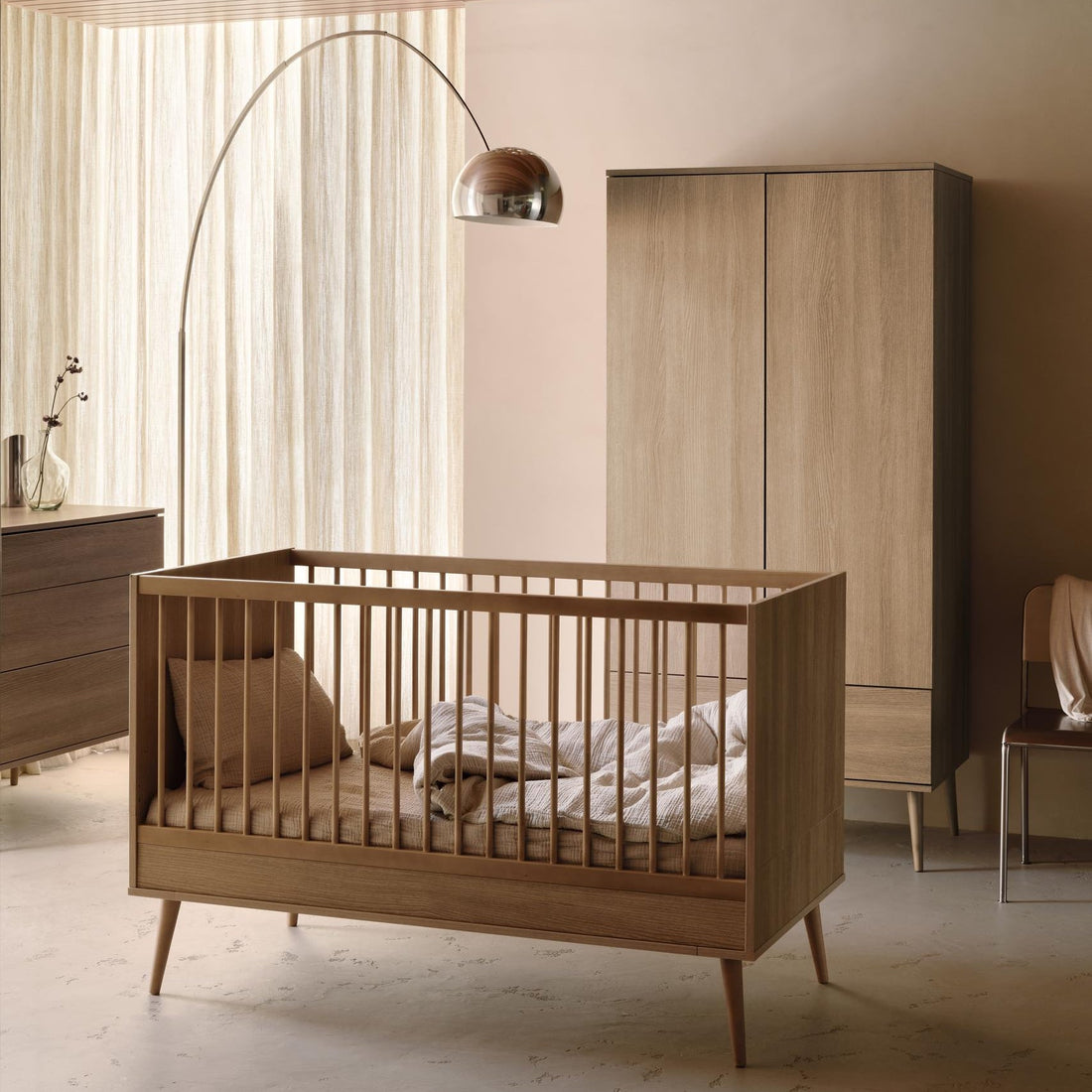 Babybett Flow - Honey Ash 140x70cm (inkl. Umbaumöglichkeit in ein Kinderbett 140x70cm) - little something