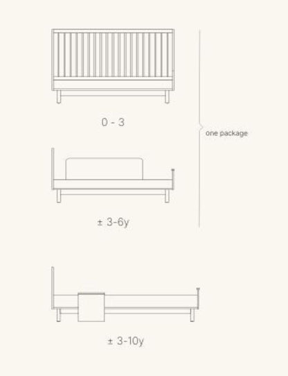 Babybett Kyo - Walnut 140x70cm (inkl. Umbaumöglichkeit in ein Kinderbett 140x70cm) - little something