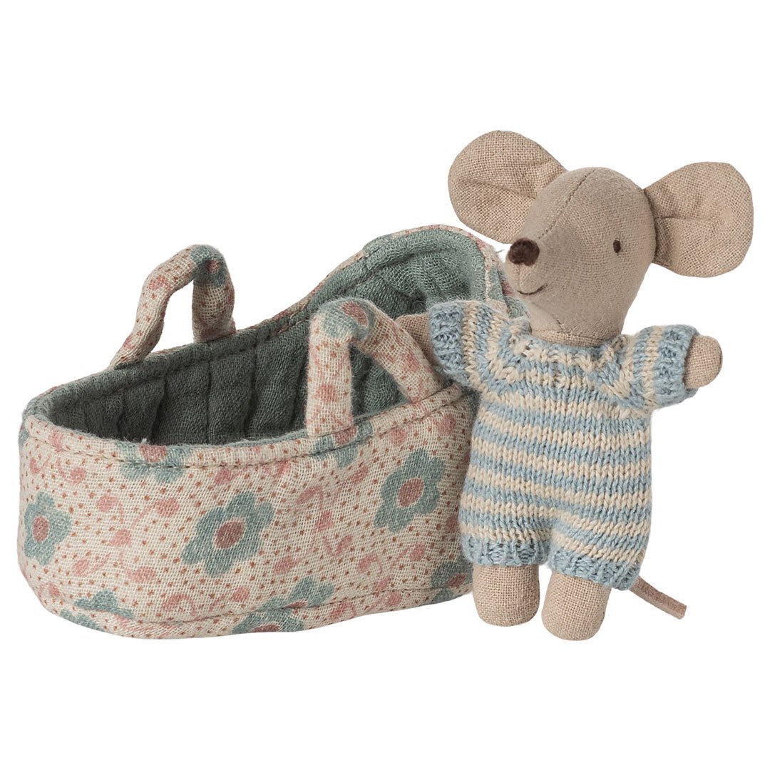 Babymaus in Tragetasche - Blau - little something