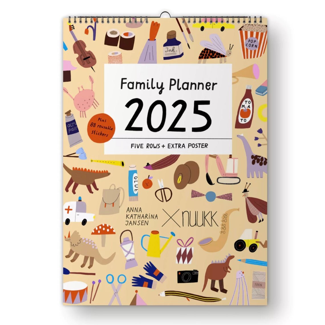 Familienplaner Kalender 2025 &quot;Happy&quot; mit Stickern &amp; Poster - little something