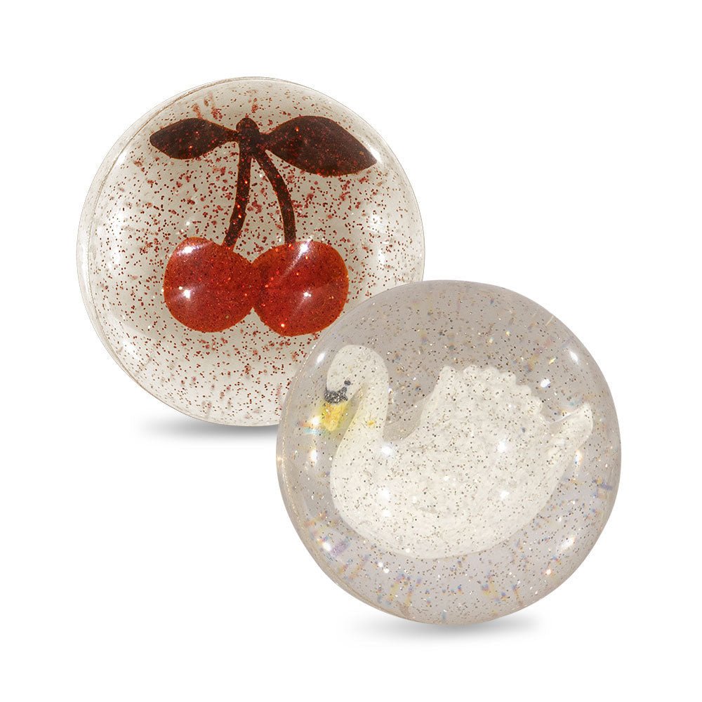 Flummi 2er Set &quot;Bouncing Ball Set Cherry/Swan&quot; - Kirsche/Schwan - little something