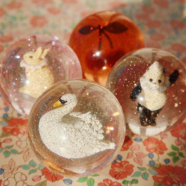 Flummi 2er Set &quot;Bouncing Ball Set Cherry/Swan&quot; - Kirsche/Schwan - little something