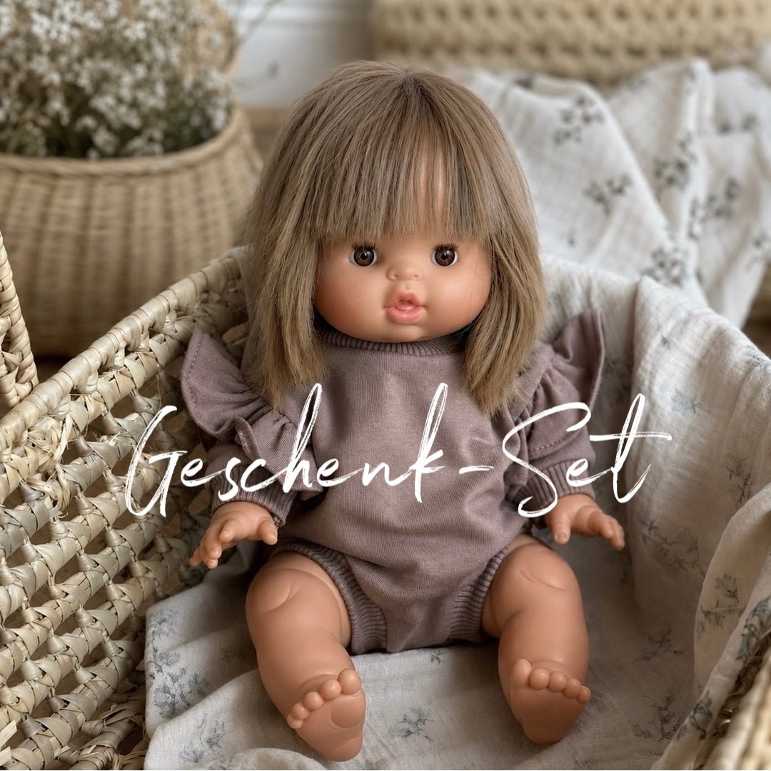 Geschenkset Puppe Zoe &amp; Romper earth - little something