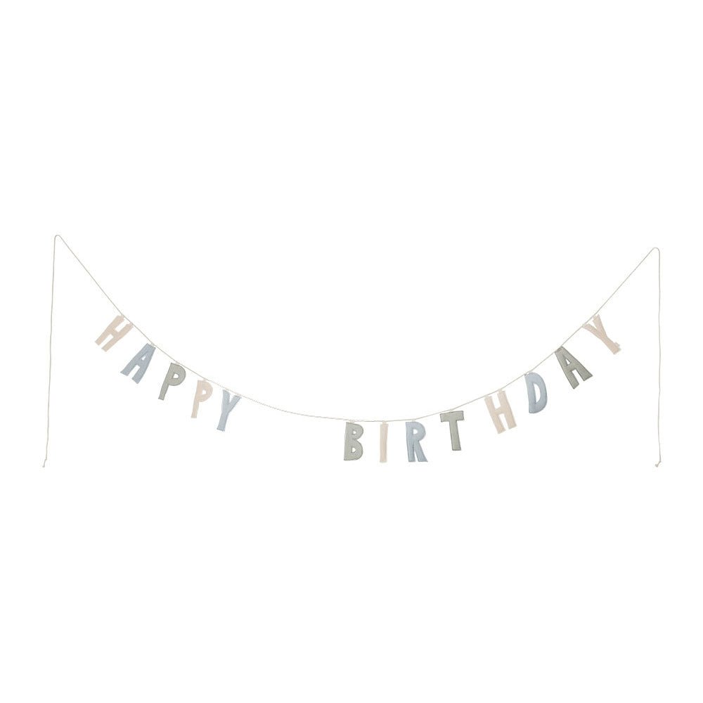 Girlande &quot;happy birthday&quot; aus Stoff - Blau - little something