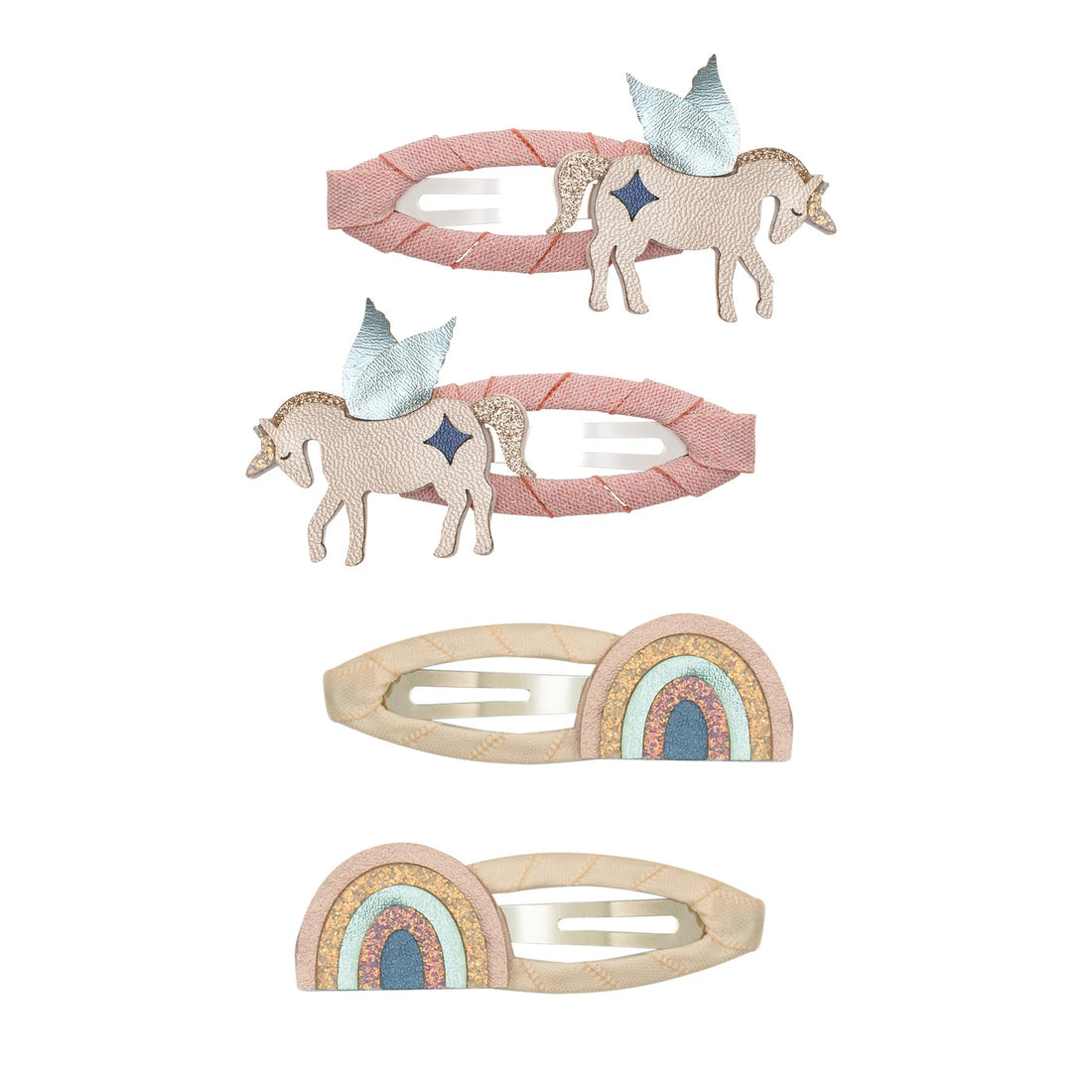 Haarspangen Einhorn &amp; Regenbogen &quot;Winged Unicorn &amp; Rainbow&quot; 4er Set - little something