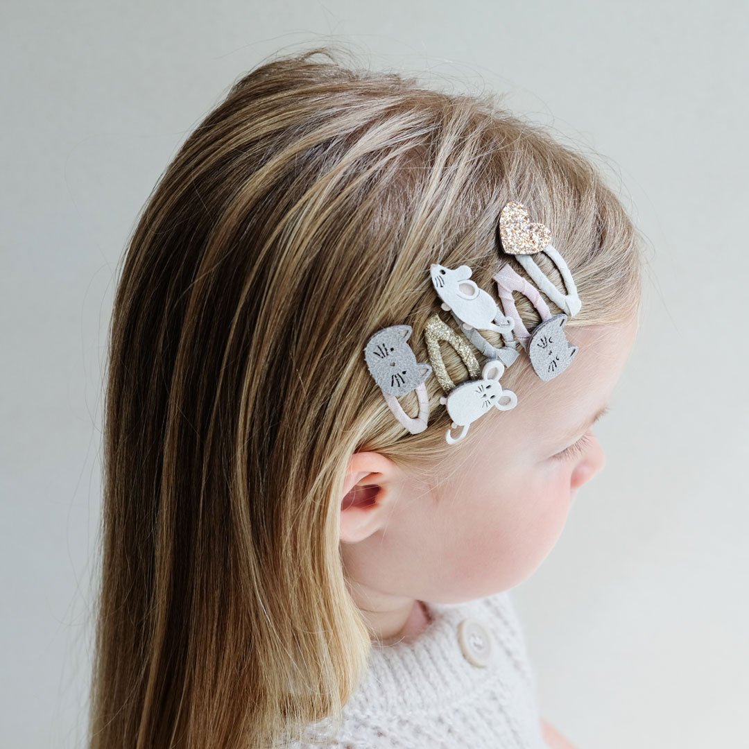 Haarspangen Katze & Maus mini "Cat & Mouse Mini" 5er Set - little something