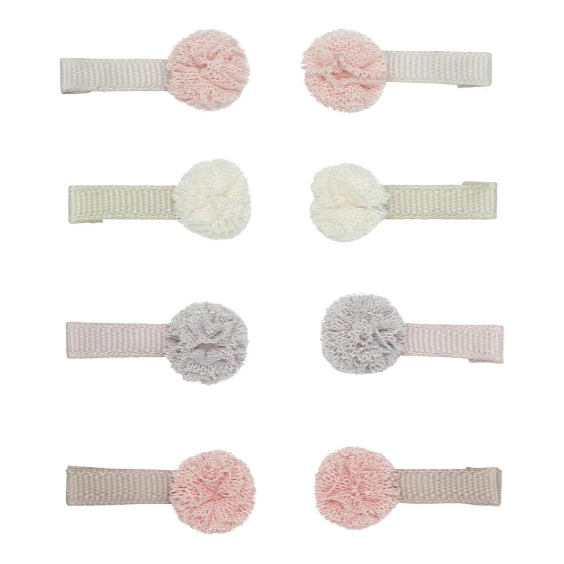 Haarspangen Tüll Pom Pom Mini Clip 8er Set - little something