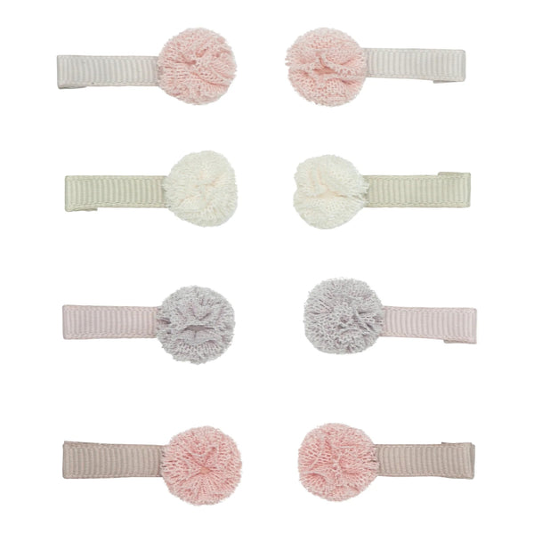 Haarspangen Tüll Pom Pom Mini Clip 8er Set - little something