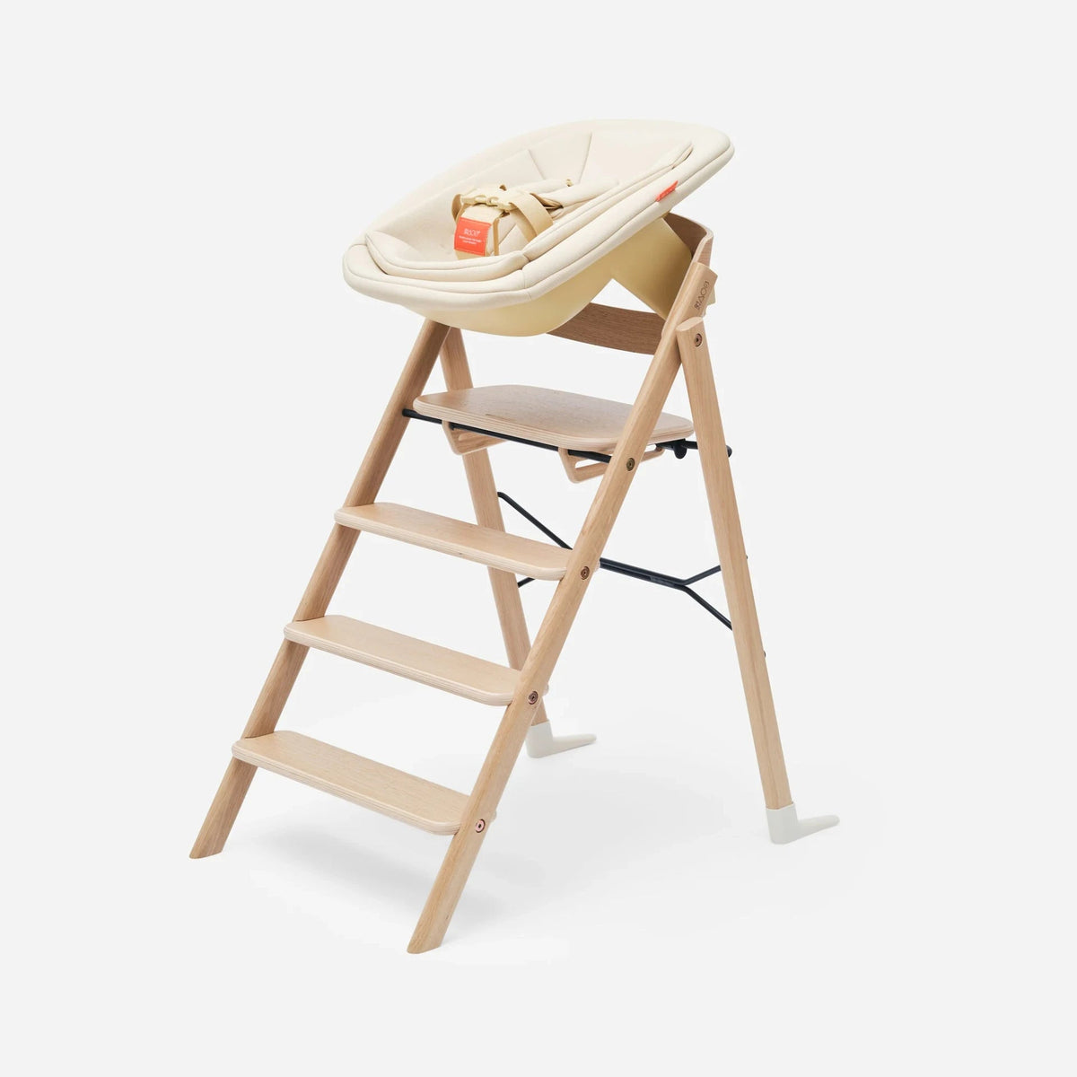 KLAPP Faltbarer Hochstuhl - Eiche natur - Newborn Bundle (inkl Neugeborenenaufsatz &amp; Füße) - desert sand - little something