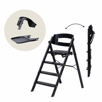 KLAPP Faltbarer Hochstuhl - Eiche schwarz - Baby Bundle I (Sicherheitsbügel &amp; Tablett) - little something