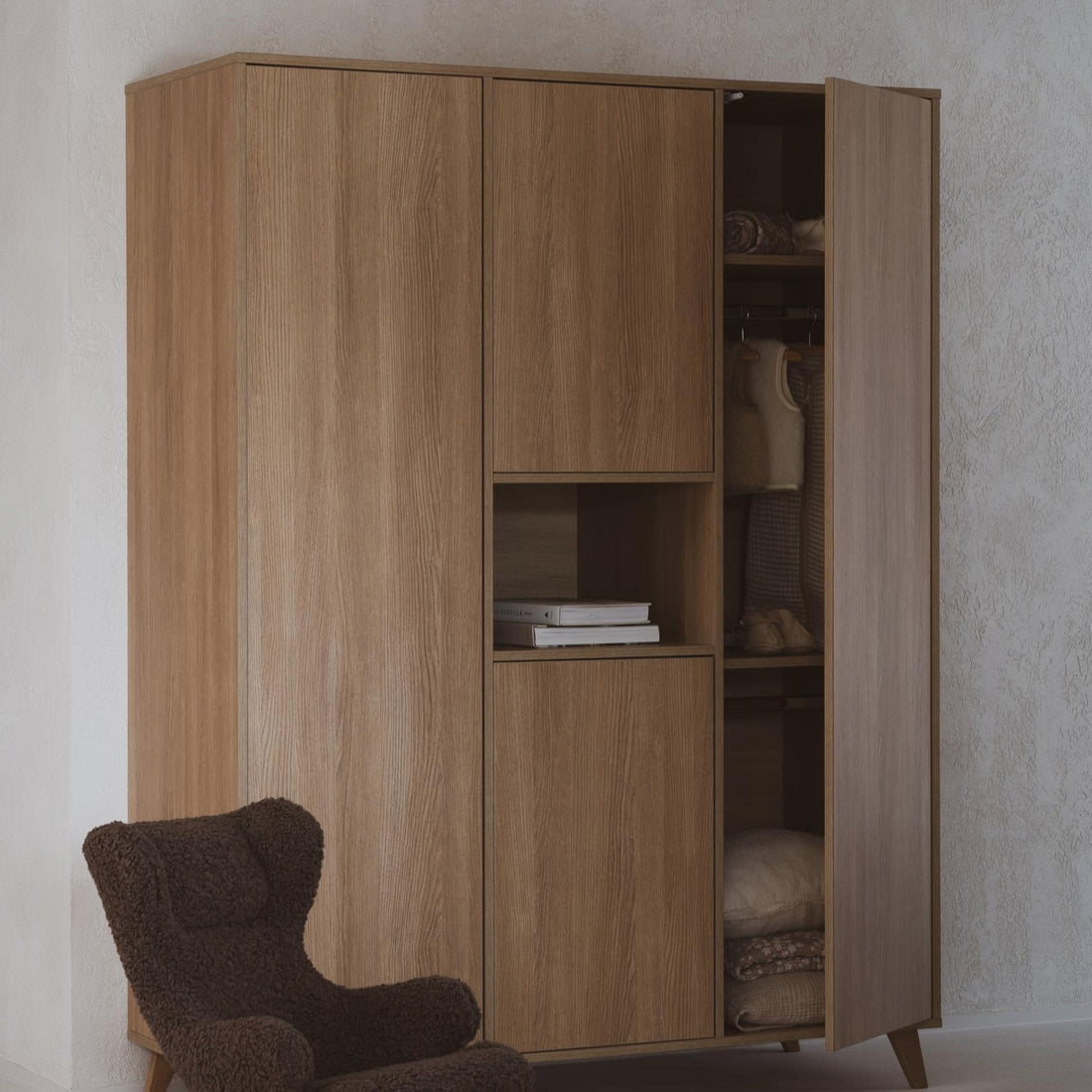 Kleiderschrank 4 - türig Loft - Honey Ash - little something