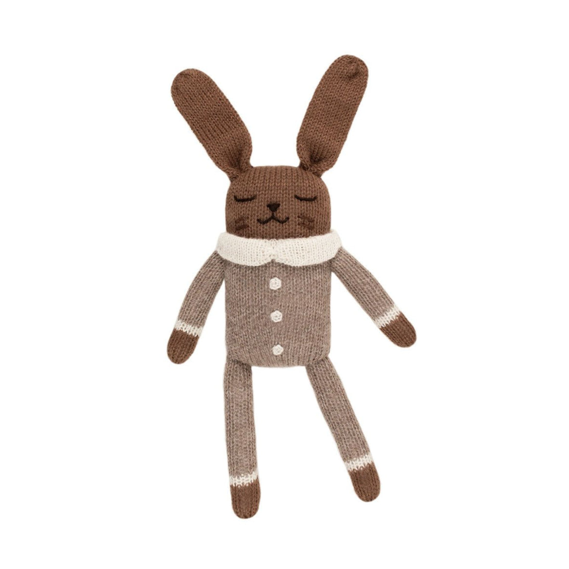 Bunny knit toy - oat jumpsuit - little something