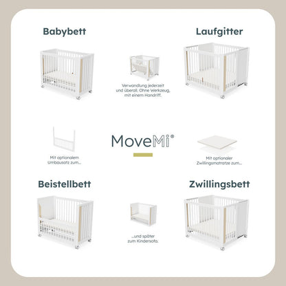 MoveMi® Babybett + Laufstall (inkl. Umbaumset in ein Beistellbett) - little something