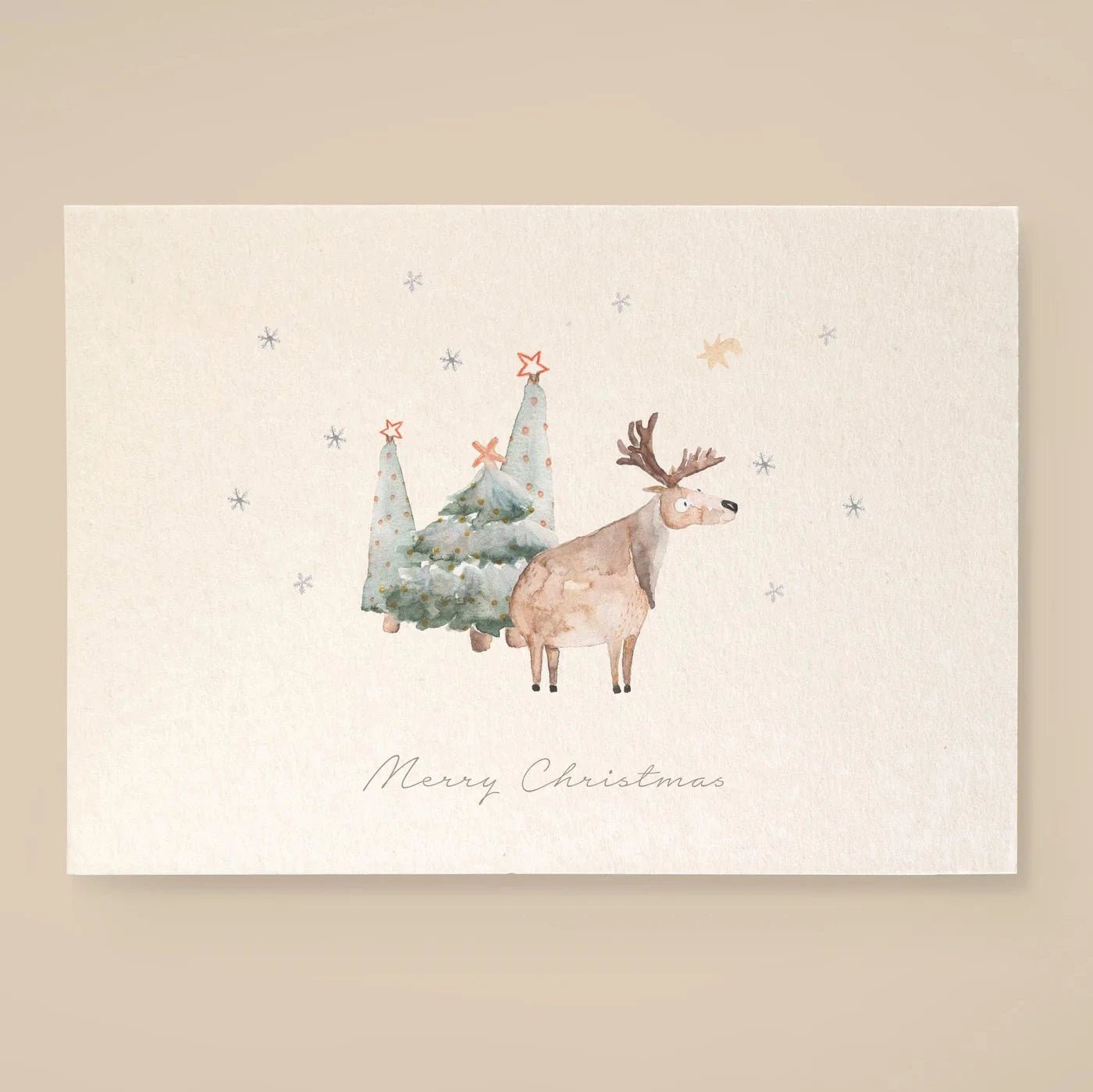 Postkarte Rentier mit Bäumen &quot;Merry Christmas&quot; - little something