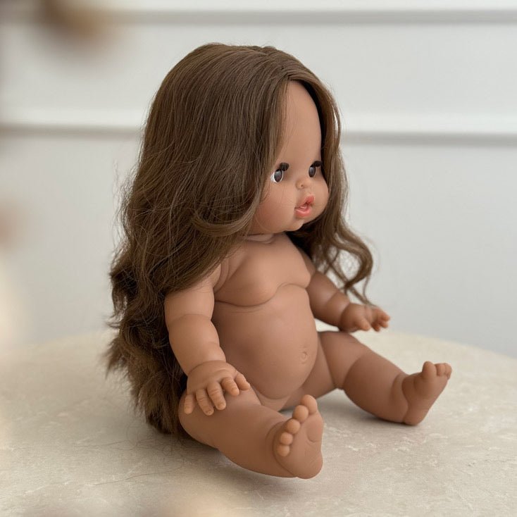 Puppe &quot;Leopoldine&quot; 34cm mit braunen langen Haaren - little something