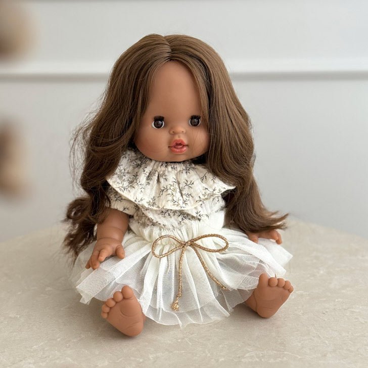 Puppe &quot;Leopoldine&quot; 34cm mit braunen langen Haaren - little something