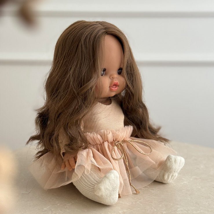 Puppe &quot;Leopoldine&quot; 34cm mit braunen langen Haaren - little something