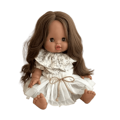 Puppe "Leopoldine" 34cm mit braunen langen Haaren - little something