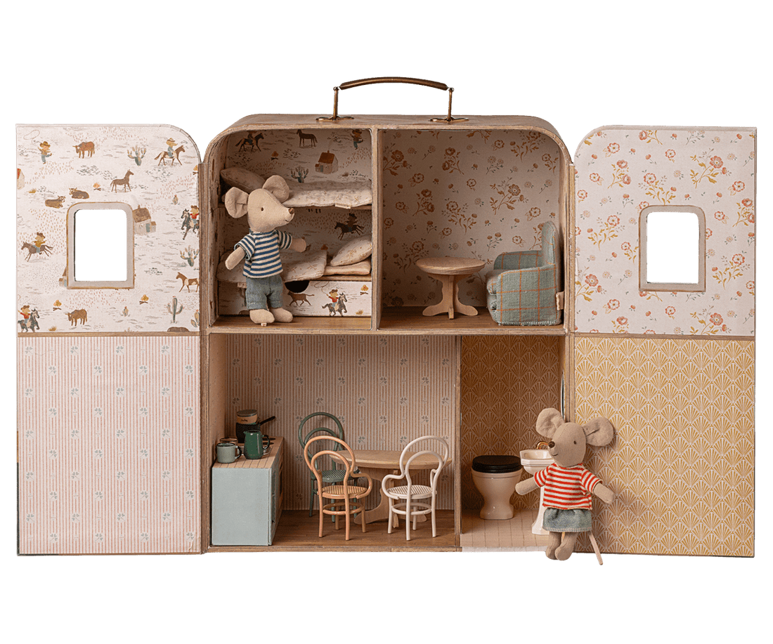 Puppenhaus &quot;SuitCasa&quot; - Kleine Schwester und Bruder Maus - little something